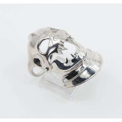 Sterling Silver 925 Medieval Demonic Skull Moving Jaw Ring