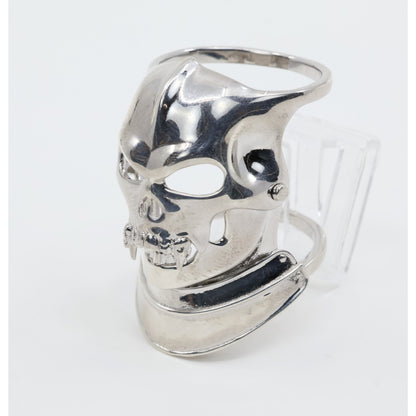 Sterling Silver 925 Medieval Demonic Skull Moving Jaw Ring