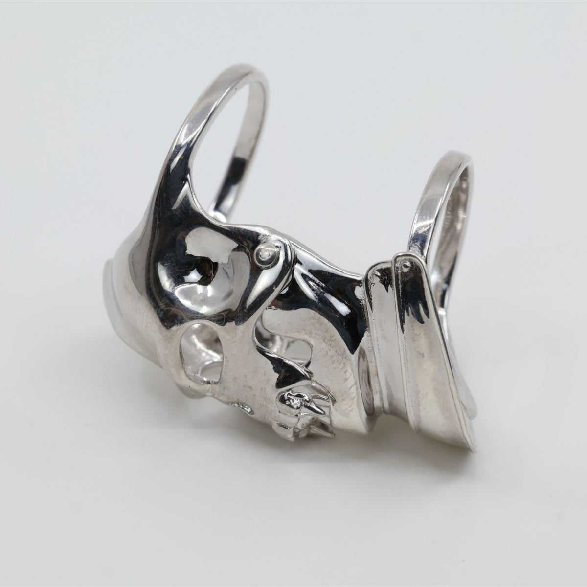 Sterling Silver 925 Medieval Demonic Skull Moving Jaw Ring
