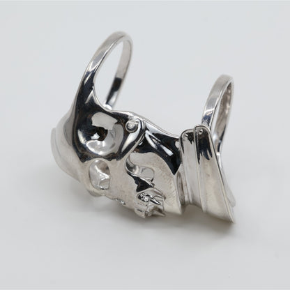 Sterling Silver 925 Medieval Demonic Skull Moving Jaw Ring