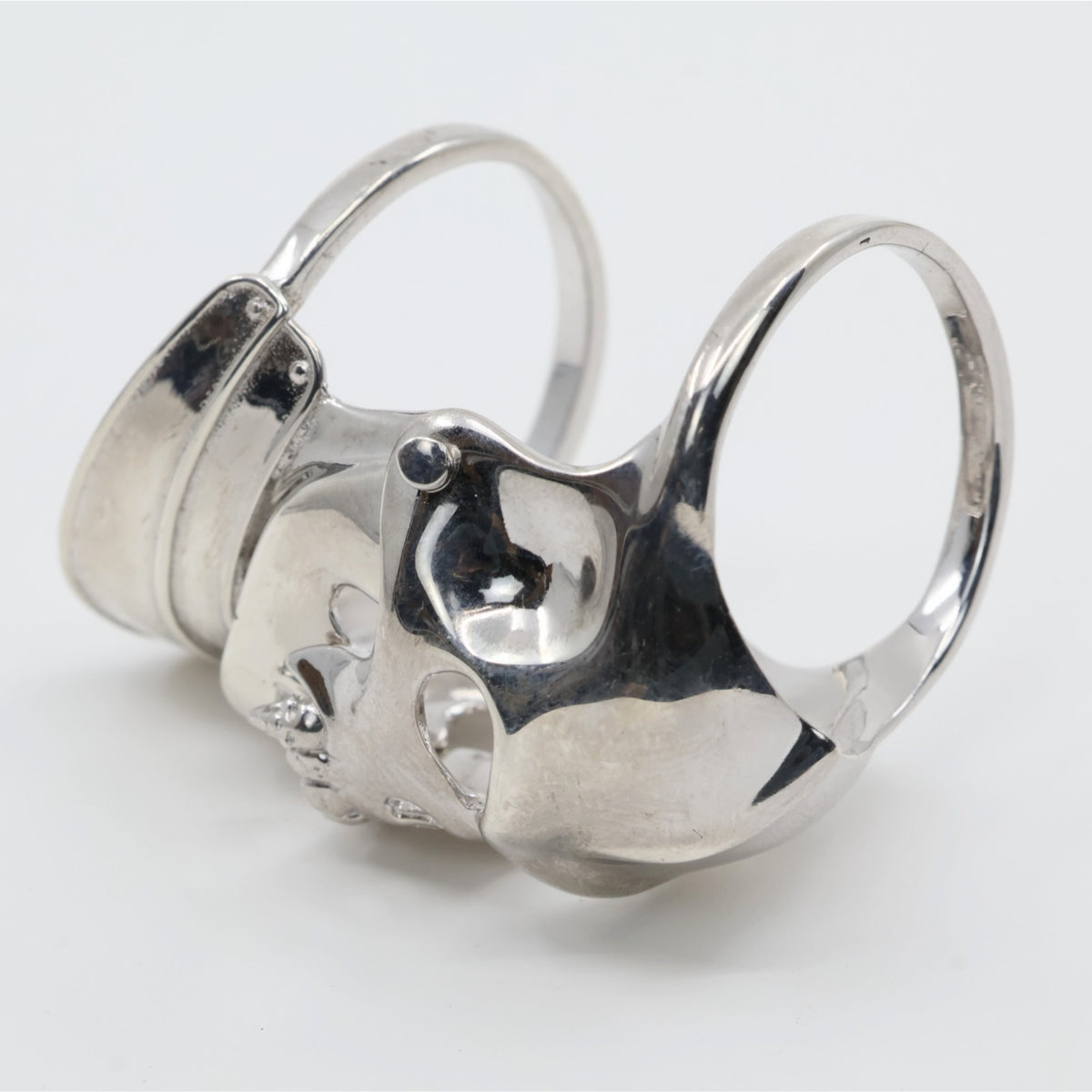 Sterling Silver 925 Medieval Demonic Skull Moving Jaw Ring