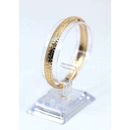 14K Yellow Gold Diamond Cut Greek Key Bangle Bracelet
