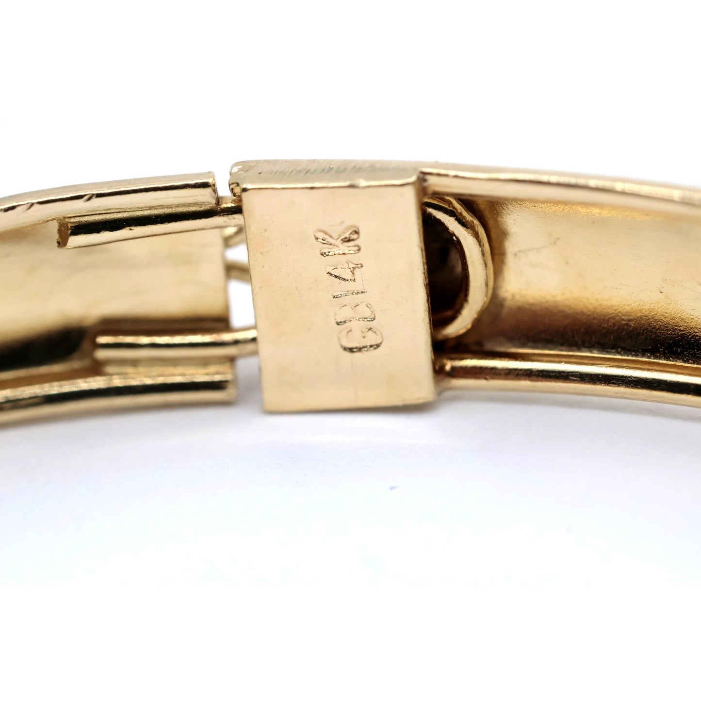 14K Yellow Gold Diamond Cut Greek Key Bangle Bracelet