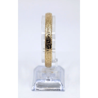 14K Yellow Gold Diamond Cut Greek Key Bangle Bracelet