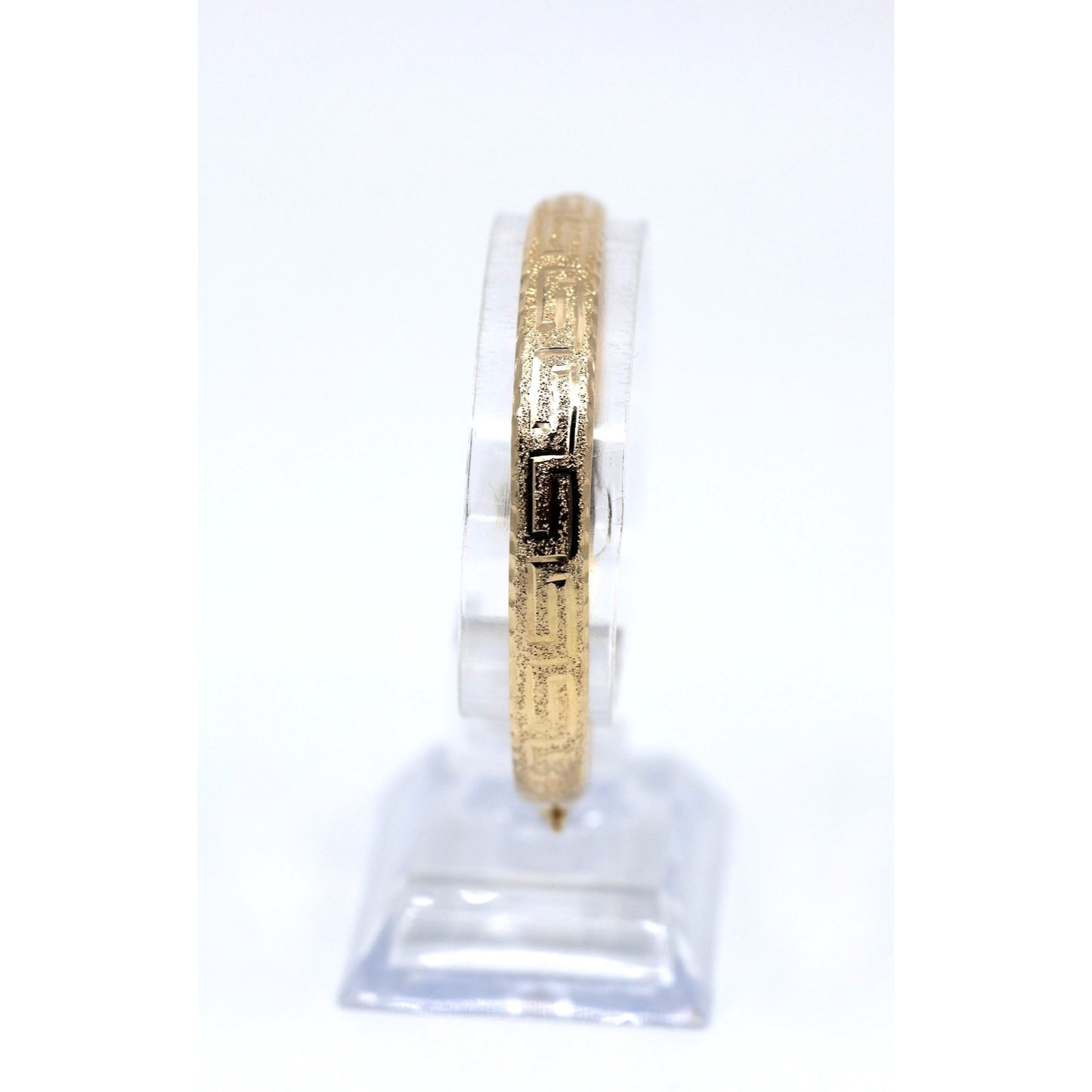 14K Yellow Gold Diamond Cut Greek Key Bangle Bracelet