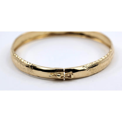 14K Yellow Gold Diamond Cut Greek Key Bangle Bracelet