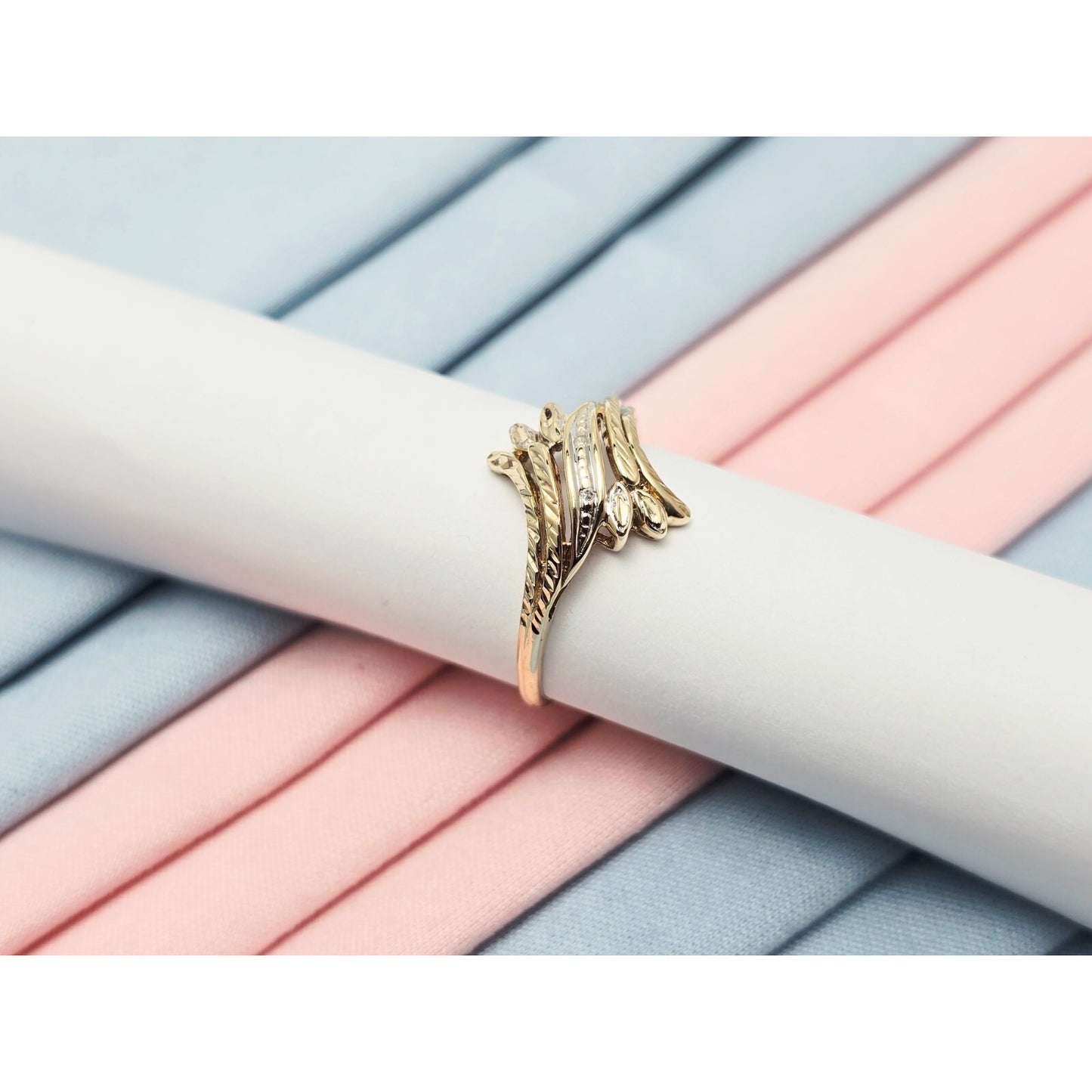 10K Two Tone Gold Raw Cut Diamond Ring