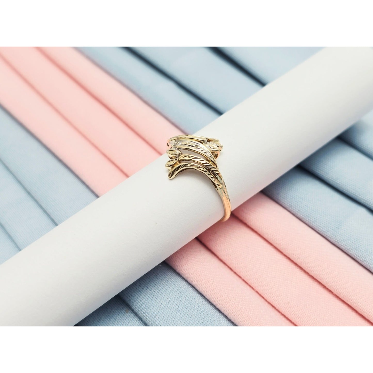 10K Two Tone Gold Raw Cut Diamond Ring