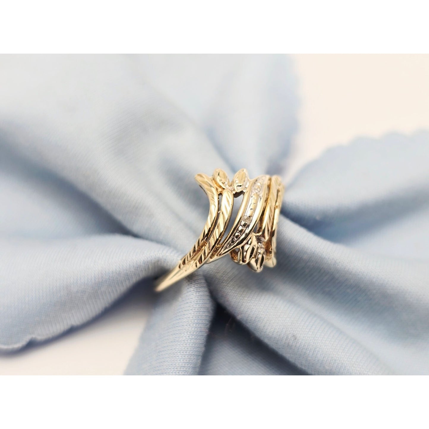 10K Two Tone Gold Raw Cut Diamond Ring