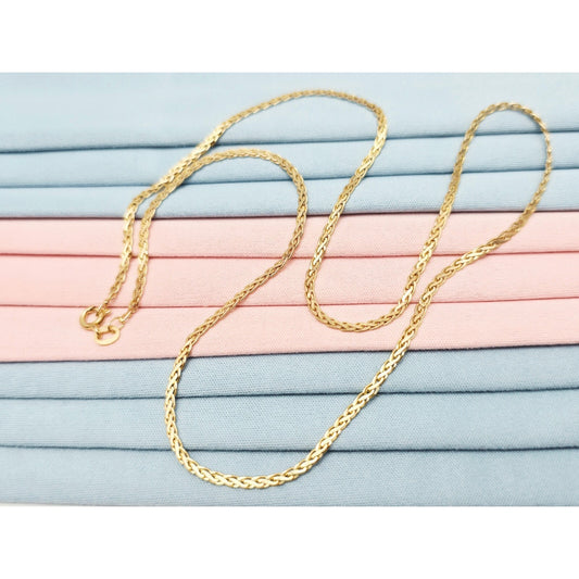 14K Yellow Gold Braided Flat Chain Necklace