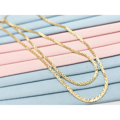 14K Yellow Gold Braided Flat Chain Necklace