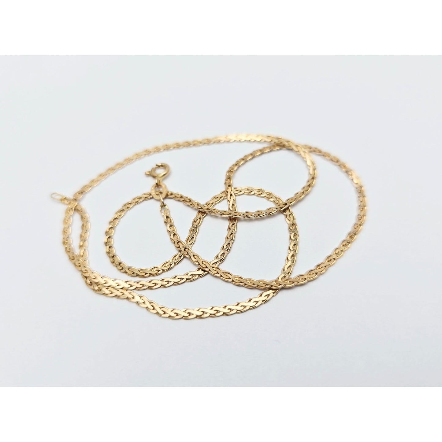 14K Yellow Gold Braided Flat Chain Necklace