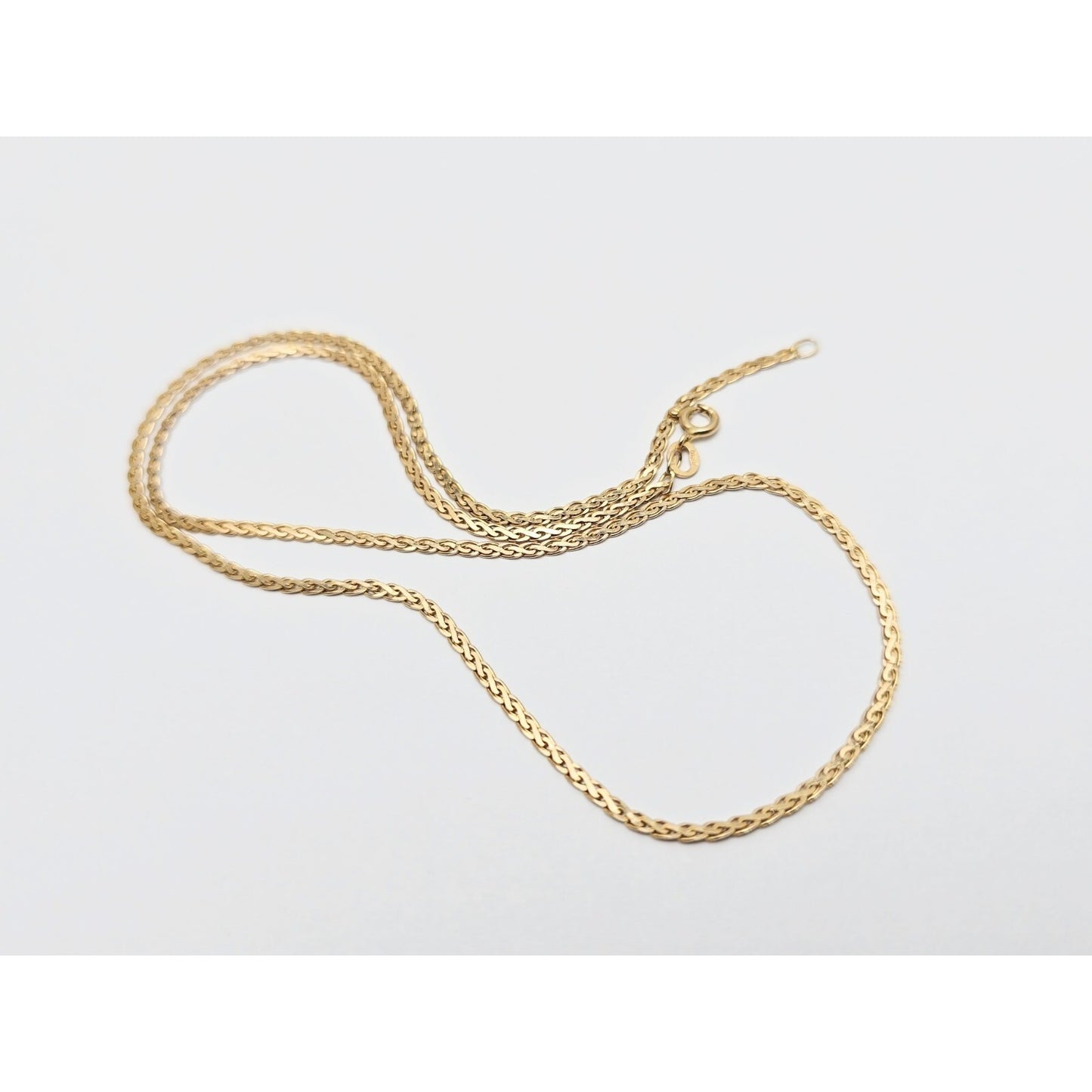 14K Yellow Gold Braided Flat Chain Necklace
