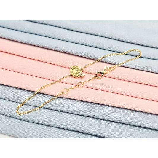 18K Yellow Gold Topaz & Diamond Fish Resizable Cable Link Charm Bracelet