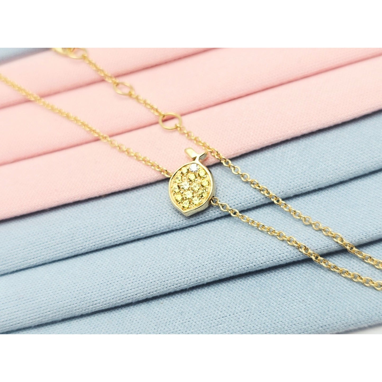 18K Yellow Gold Topaz & Diamond Fish Resizable Cable Link Charm Bracelet