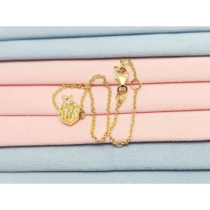 18K Yellow Gold Topaz & Diamond Fish Resizable Cable Link Charm Bracelet