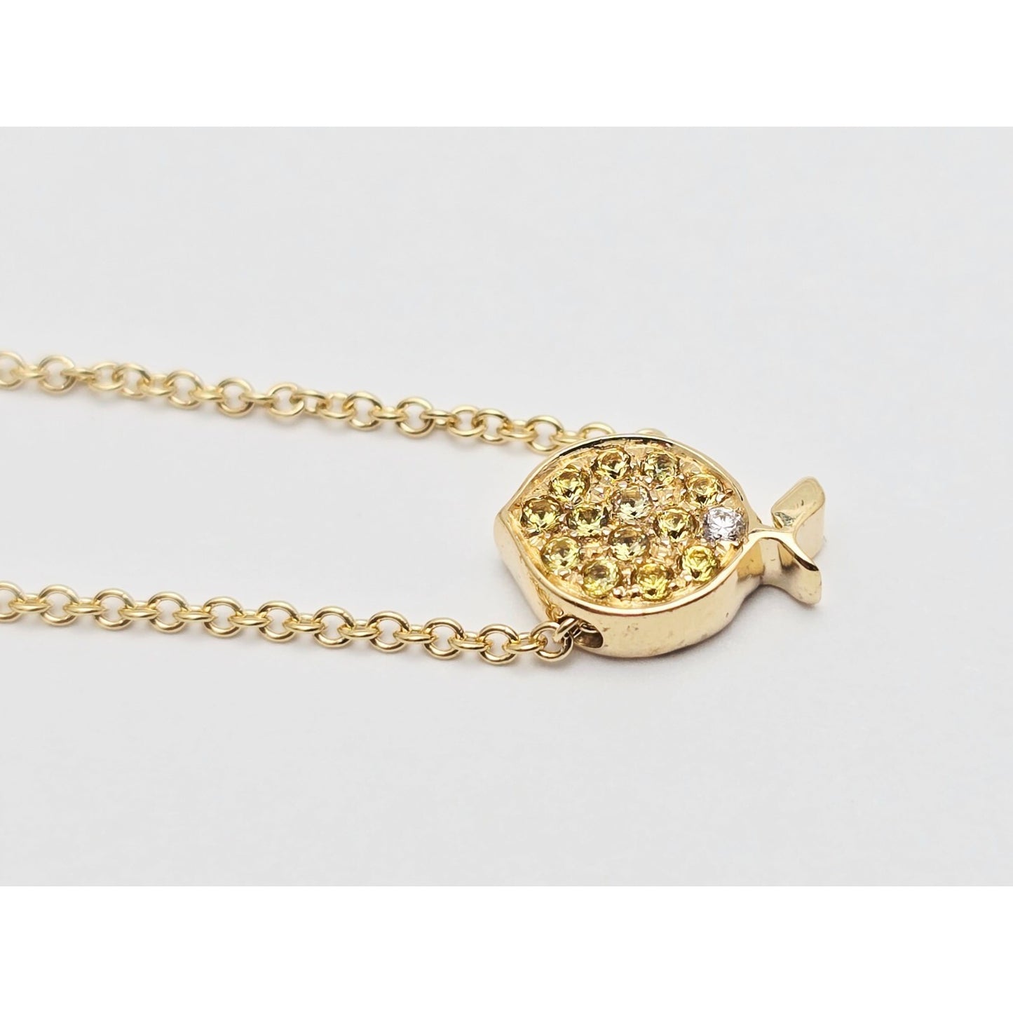 18K Yellow Gold Topaz & Diamond Fish Resizable Cable Link Charm Bracelet