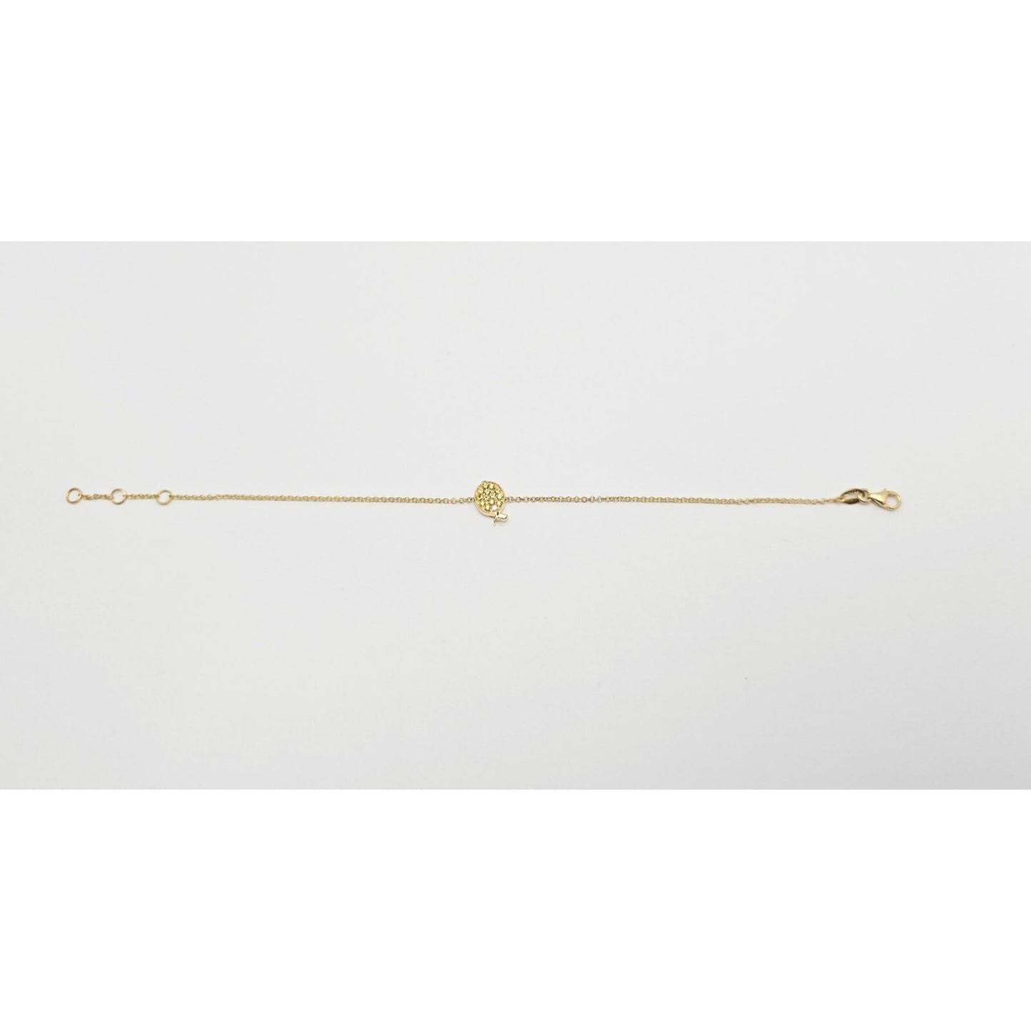 18K Yellow Gold Topaz & Diamond Fish Resizable Cable Link Charm Bracelet