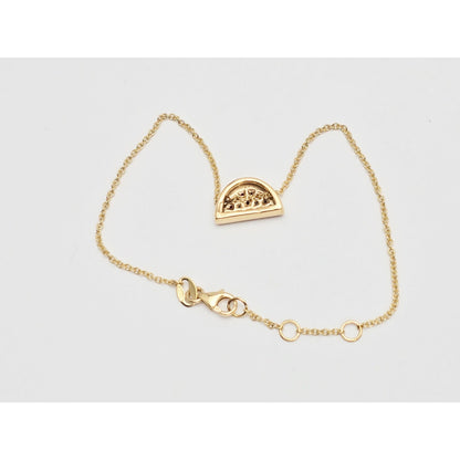 18K Yellow Gold Spinel & Black Diamond Watermelon Resizable Link Charm Bracelet