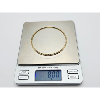 17K Yellow Gold Diamond Cut Bangle Bracelet