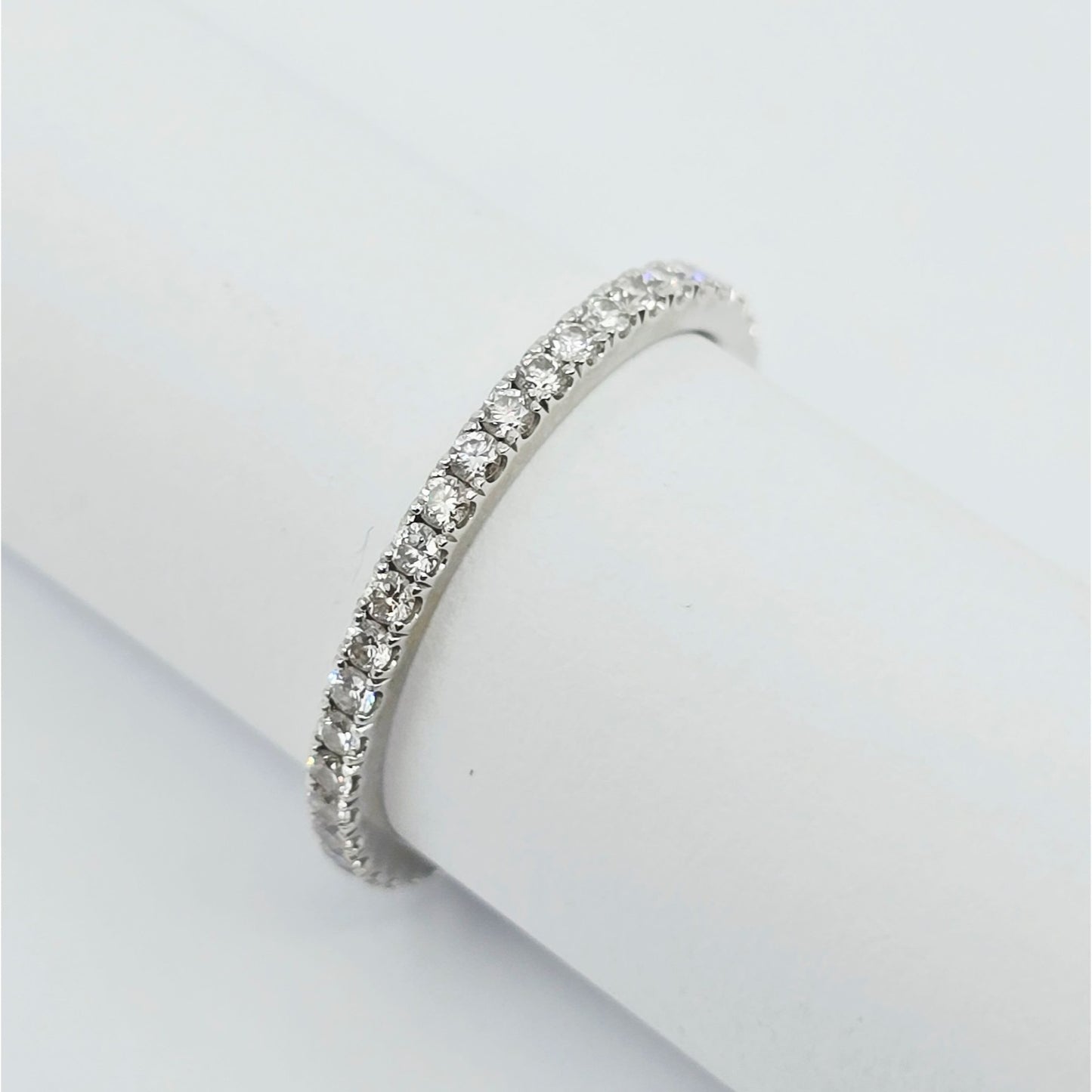 14K White Gold Ladies Diamond Eternity Wedding Band Ring