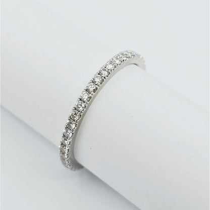 14K White Gold Ladies Diamond Eternity Wedding Band Ring