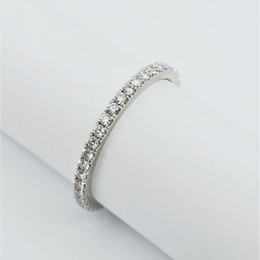 14K White Gold Ladies Diamond Eternity Wedding Band Ring