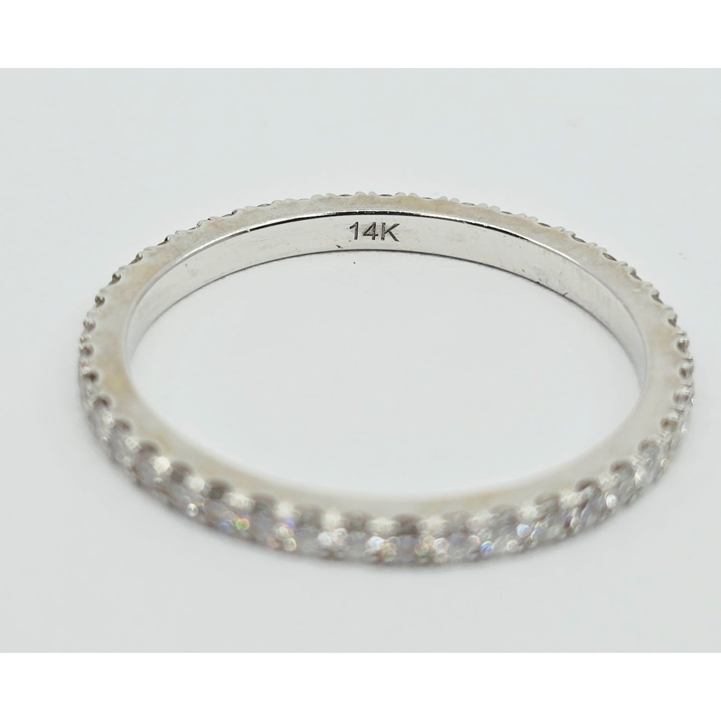 14K White Gold Ladies Diamond Eternity Wedding Band Ring