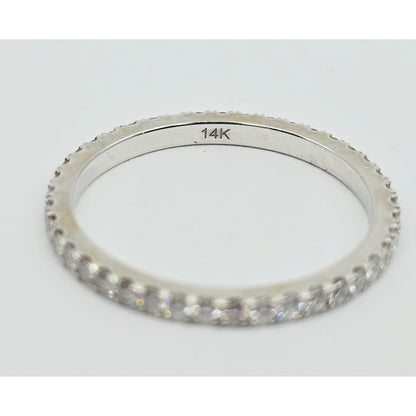 14K White Gold Ladies Diamond Eternity Wedding Band Ring