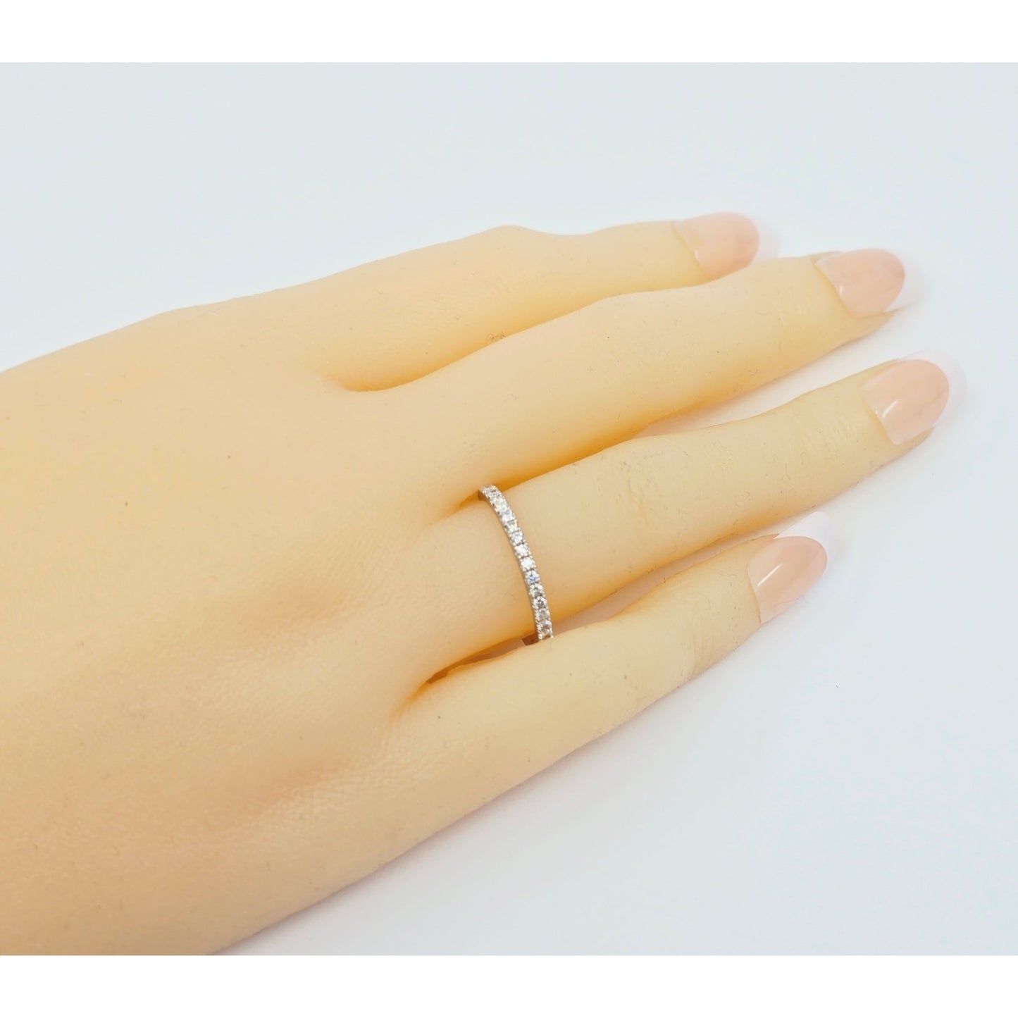 14K White Gold Ladies Diamond Eternity Wedding Band Ring