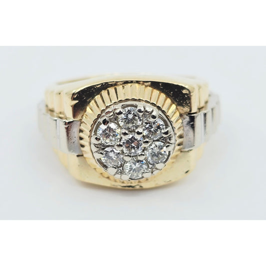14K Two Tone Gold Rolex Style Diamond Ring