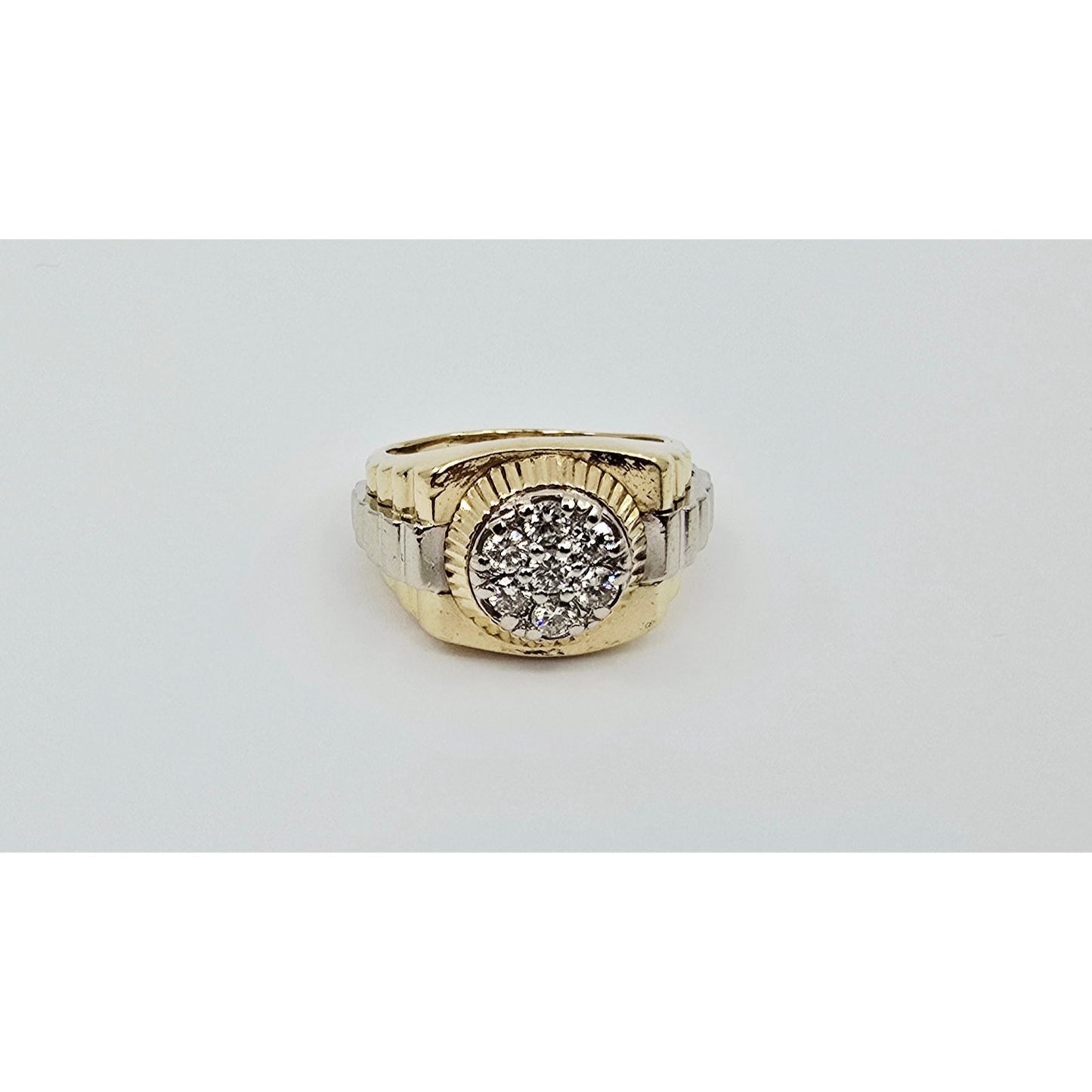 14K Two Tone Gold Rolex Style Diamond Ring