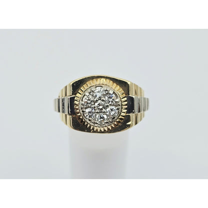 14K Two Tone Gold Rolex Style Diamond Ring