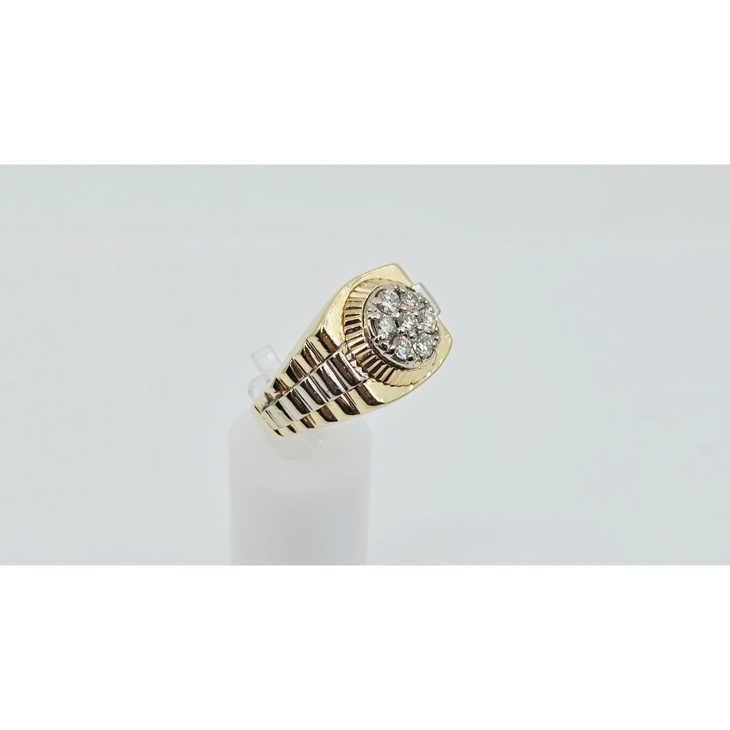 14K Two Tone Gold Rolex Style Diamond Ring