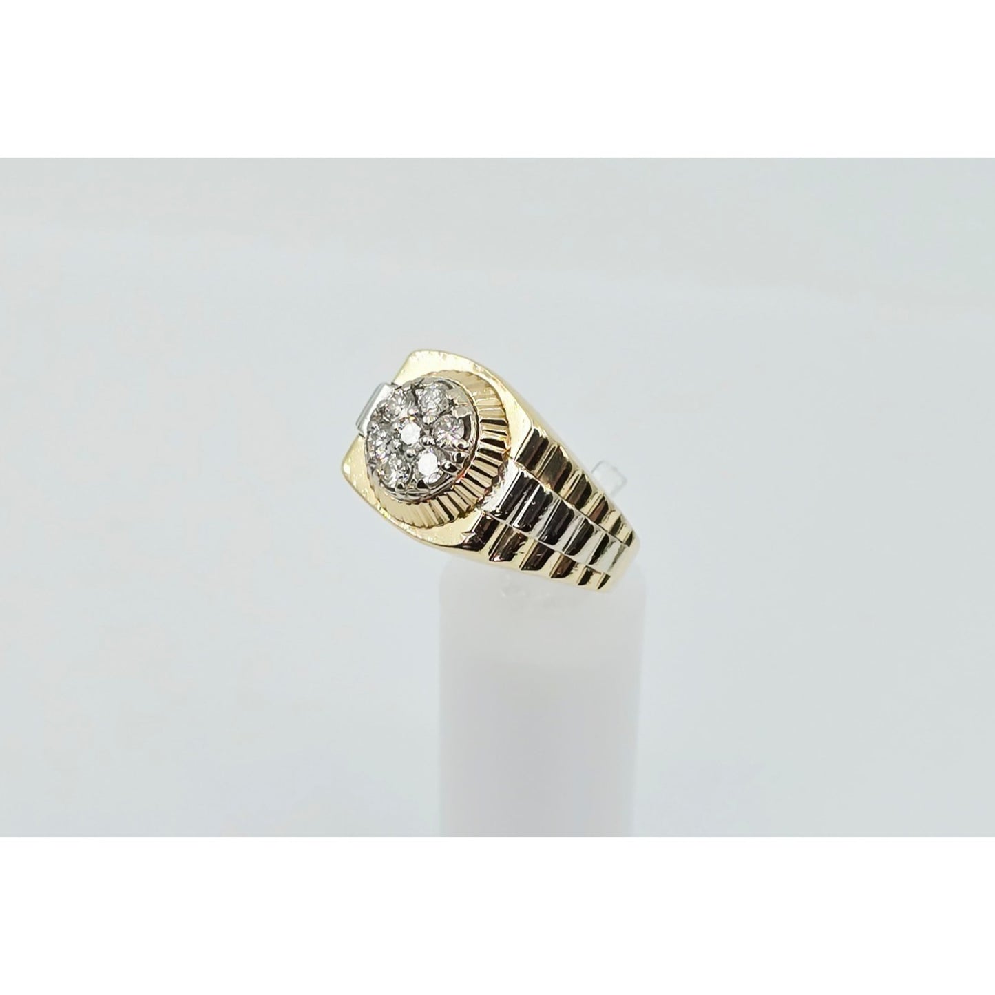 14K Two Tone Gold Rolex Style Diamond Ring