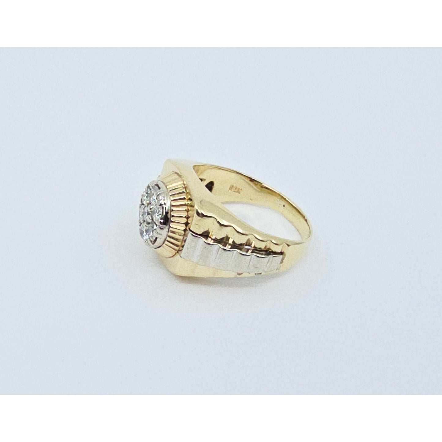 14K Two Tone Gold Rolex Style Diamond Ring