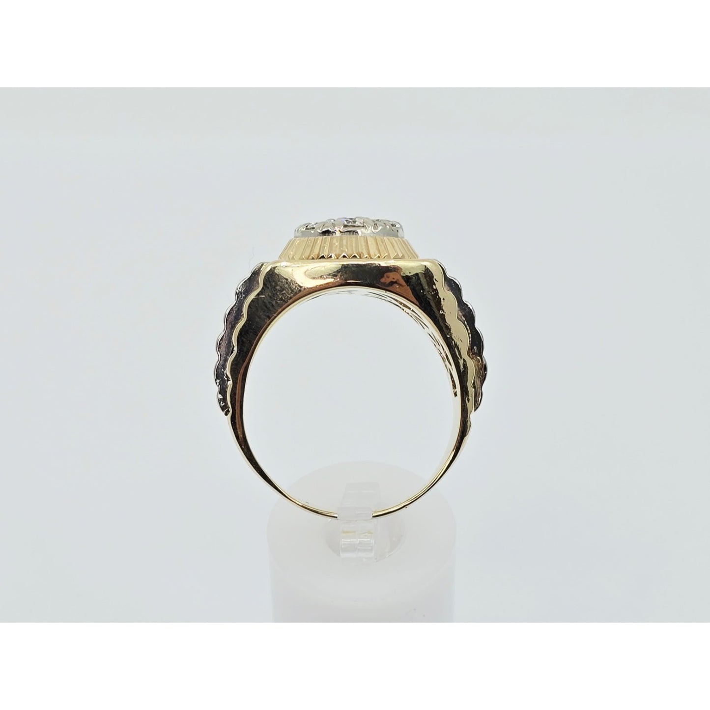 14K Two Tone Gold Rolex Style Diamond Ring