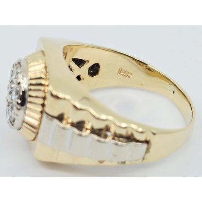 14K Two Tone Gold Rolex Style Diamond Ring