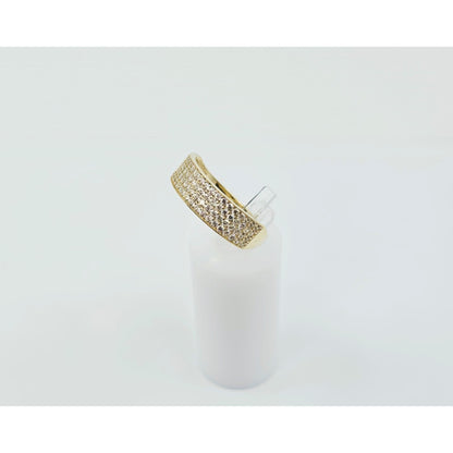 14K Yellow Gold 4 Row CZ Wide Band Ring