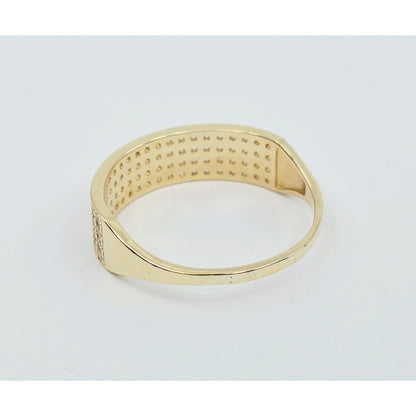 14K Yellow Gold 4 Row CZ Wide Band Ring