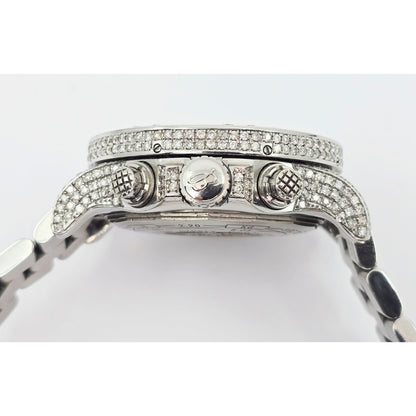 Custom Breitling A13370 Super Avenger XL Blue 48MM Steel Diamond Watch 18.60ct