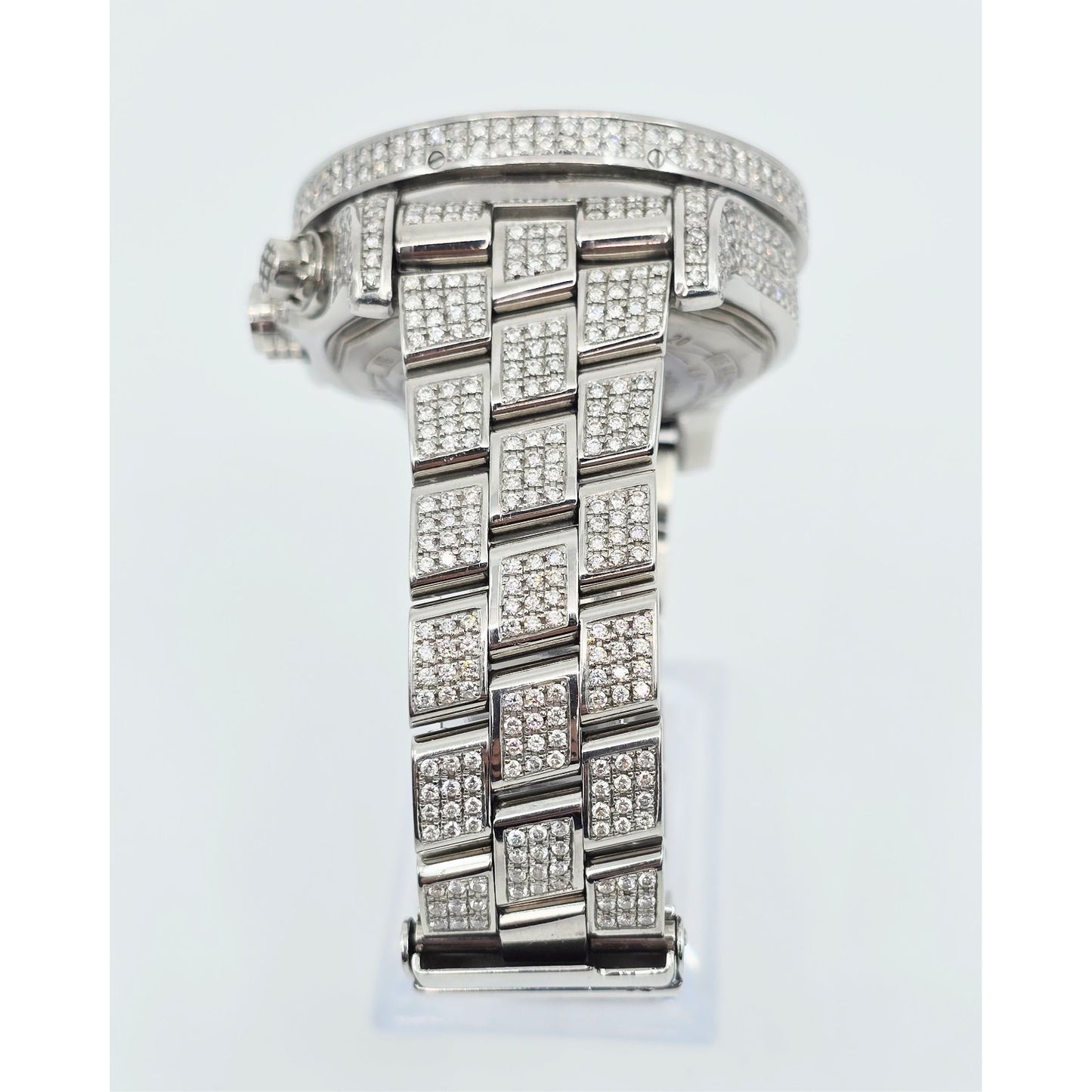 Custom Breitling A13370 Super Avenger XL Blue 48MM Steel Diamond Watch 18.60ct