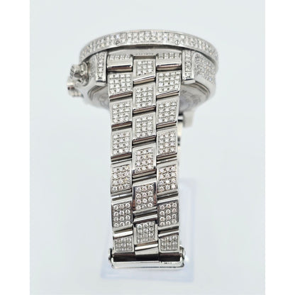 Custom Breitling A13370 Super Avenger XL Blue 48MM Steel Diamond Watch 18.60ct