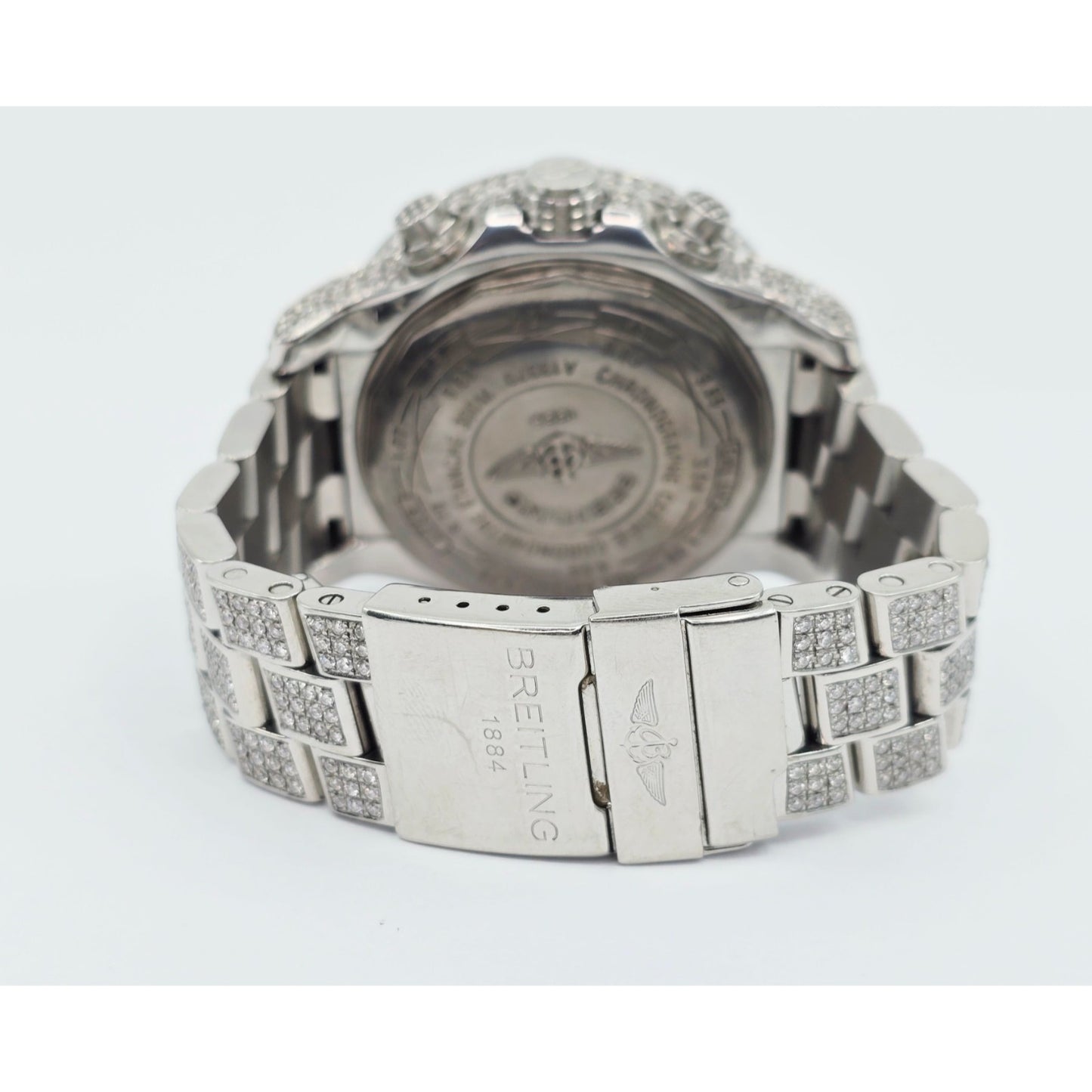 Custom Breitling A13370 Super Avenger XL Blue 48MM Steel Diamond Watch 18.60ct