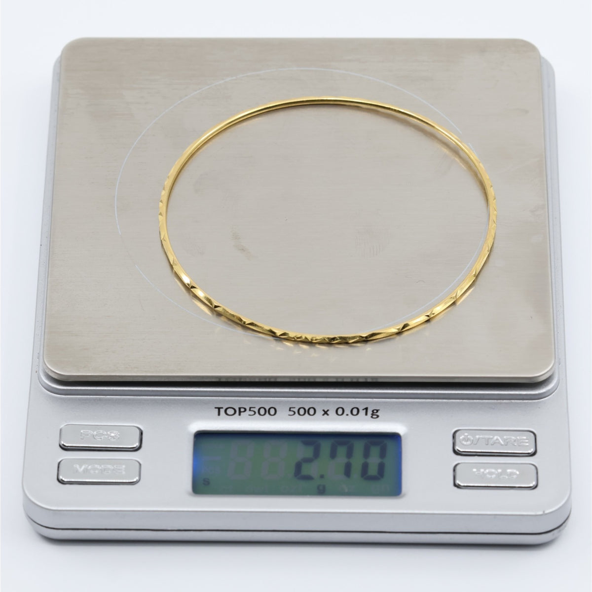 18K Yellow Gold Diamond Cut Bangle Bracelet