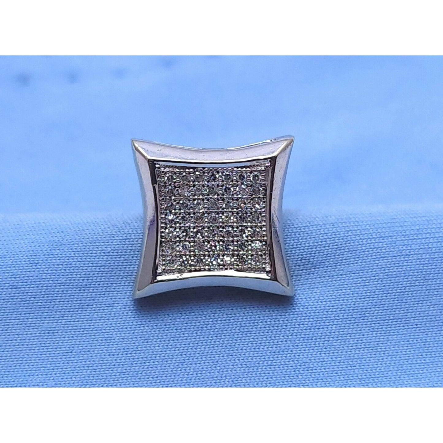 Single 10K White Gold Square Shaped Diamond Stud Earring