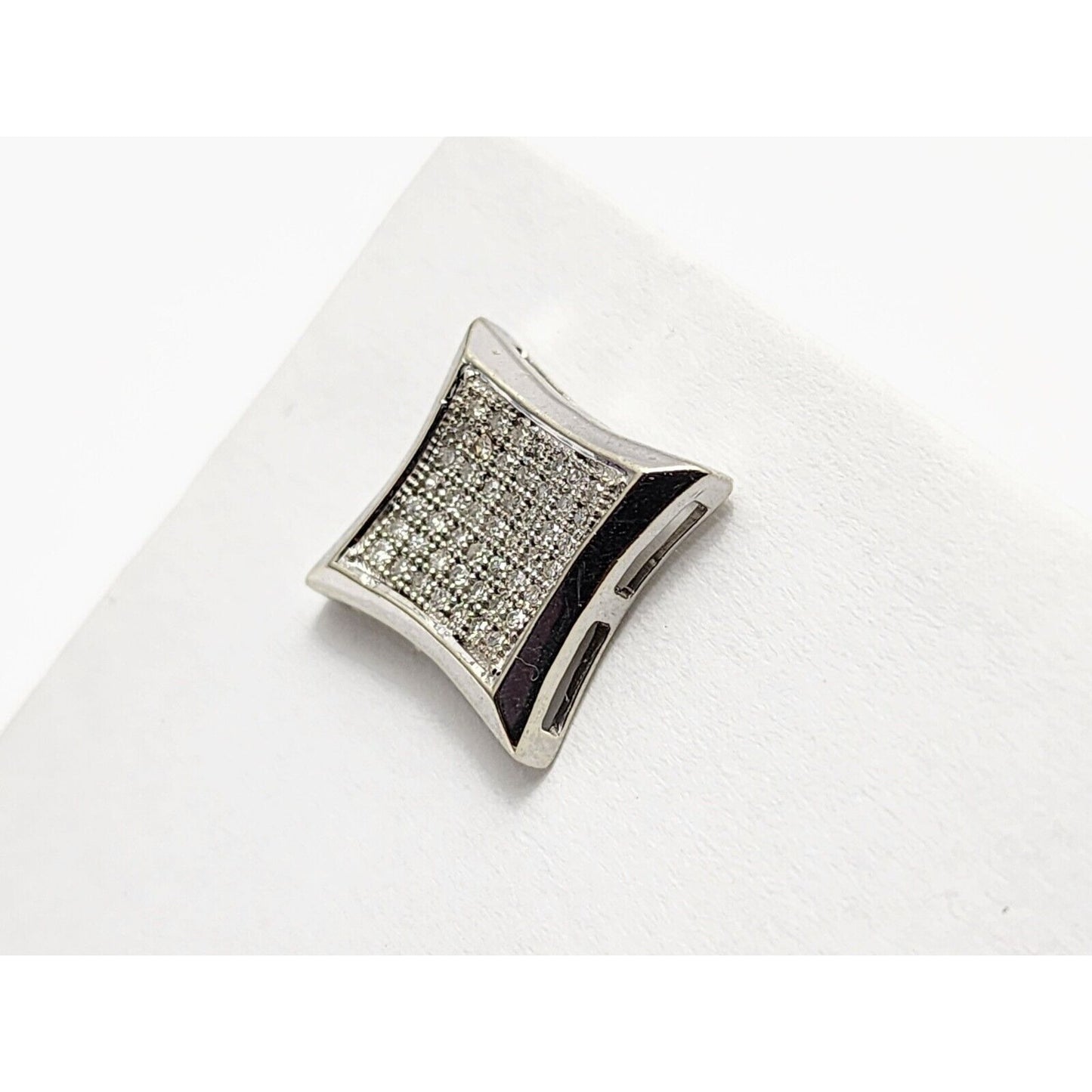 Single 10K White Gold Square Shaped Diamond Stud Earring