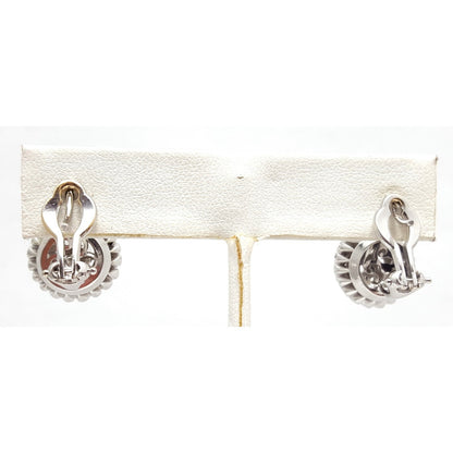 14K White Gold Round Diamond French Clip Earrings