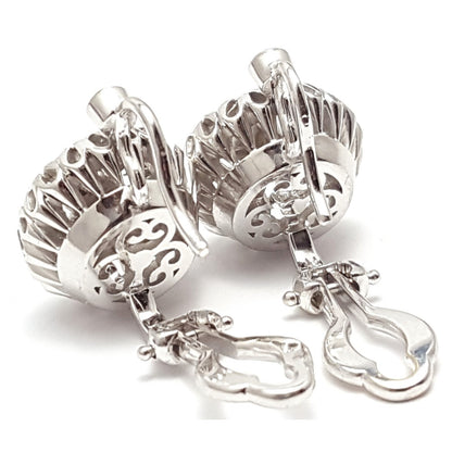 14K White Gold Round Diamond French Clip Earrings