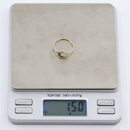 14K Yellow Gold Dolphin Heart CZ Ring